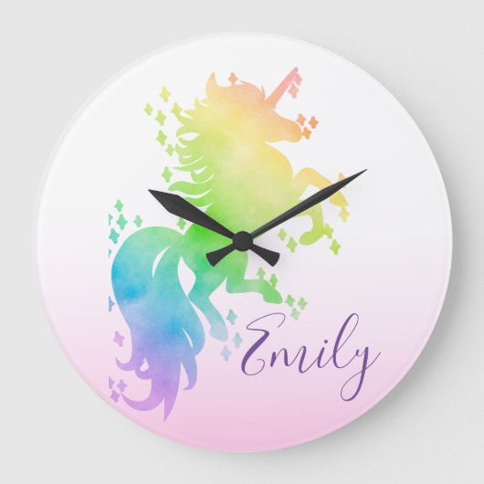 Cute rainbow unicorn 🦄 grote klok (Voorkant)