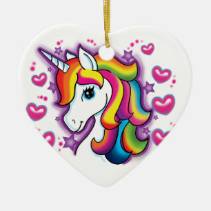 Cute Rainbow Unicorn Horse met sterritten Keramisch Ornament