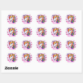 Cute Rainbow Unicorn Horse met sterritten Ronde Sticker (Vel)