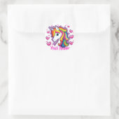 Cute Rainbow Unicorn Horse met sterritten Ronde Sticker (Tas)