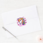 Cute Rainbow Unicorn Horse met sterritten Ronde Sticker (Envelop)