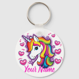 Cute Rainbow Unicorn Horse met sterritten Sleutelhanger