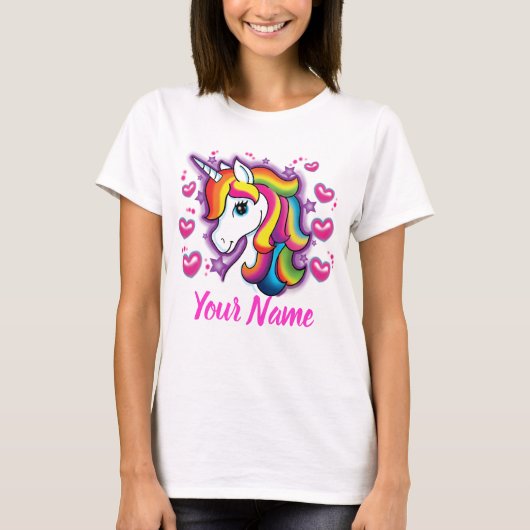 Cute Rainbow Unicorn Horse met sterritten T-shirt (Voorkant)