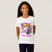 Cute Rainbow Unicorn Horse met sterritten T-shirt (Voorkant volledig)