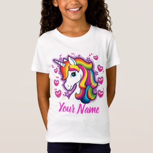 Cute Rainbow Unicorn Horse met sterritten T-shirt (Voorkant)