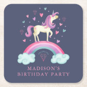 Cute Rainbow Unicorn Kartonnen Onderzetters (Voorkant)