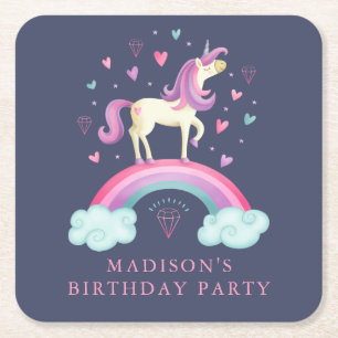 Cute Rainbow Unicorn Kartonnen Onderzetters