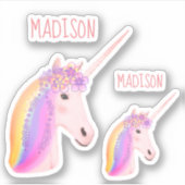 Cute Rainbow Unicorn-laptop - Aangepaste Kinderen Sticker (Voorkant)