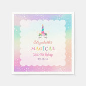 Cute Rainbow Unicorn Magical Birthday Party Servet (Voorkant)