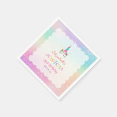Cute Rainbow Unicorn Magical Birthday Party Servet (Hoek)