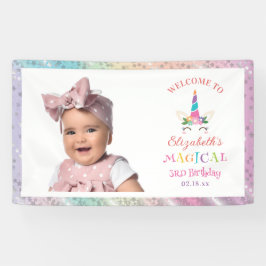 Cute Rainbow Unicorn Magical Birthday Welcome Spandoek