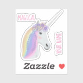 Cute Rainbow Unicorn Magical Personalized Sticker (Vel)