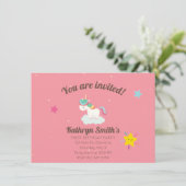 Cute Rainbow Unicorn met sterren. Verjaardag. Kaart (Staand voorkant)