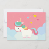 Cute Rainbow Unicorn met sterren. Verjaardag. Kaart (Achterkant)