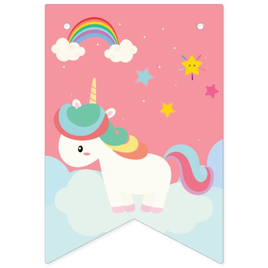 Cute Rainbow Unicorn met sterren. Vlaggetjes (Tweede vlag)