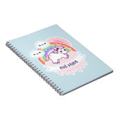 Cute Rainbow Unicorn met wolken Notitieboek (Rechterzijde)