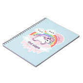 Cute Rainbow Unicorn met wolken Notitieboek (Linkerzijde)
