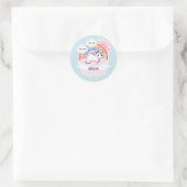 Cute Rainbow Unicorn met wolken Ronde Sticker (Tas)