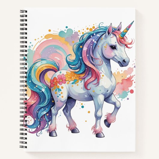 Cute Rainbow Unicorn Notitieboek (Voorkant)