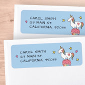 Cute Rainbow Unicorn op Birthday Cupcake Etiket