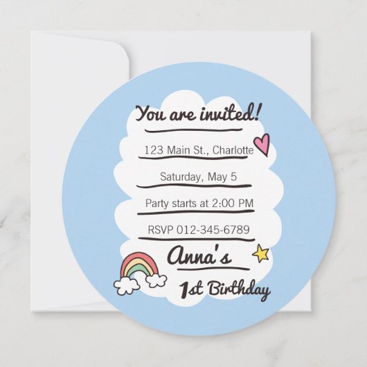 Cute Rainbow Unicorn op Birthday Cupcake Kaart (Achterkant)