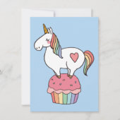 Cute Rainbow Unicorn op Birthday Cupcake Kaart (Voorkant)