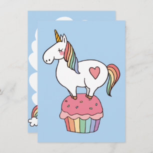 Cute Rainbow Unicorn op Birthday Cupcake Kaart