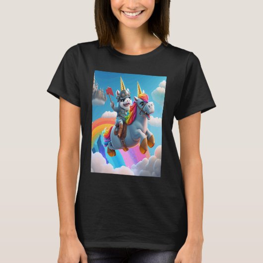 Cute Rainbow Unicorn Otter Riding A Unicorn  1 T-shirt (Voorkant)