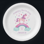 Cute Rainbow Unicorn Papieren Bordje<br><div class="desc">Een schattig roze en paarse magische regenboogeenhoorn verjaardagsfeest borden. Zo schattig voor je eenhoorn-verjaardagsgasten. Ontworpen voor jou door Blackberry Boulevard.</div>