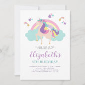 Cute Rainbow Unicorn Personalized Birthday Kaart (Voorkant)