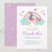 Cute Rainbow Unicorn Personalized Birthday Kaart (Voorkant / Achterkant)