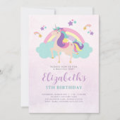Cute Rainbow Unicorn Personalized Birthday Kaart (Voorkant)