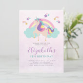 Cute Rainbow Unicorn Personalized Birthday Kaart (Staand voorkant)