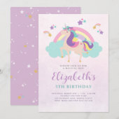 Cute Rainbow Unicorn Personalized Birthday Kaart (Voorkant / Achterkant)