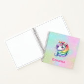 Cute Rainbow Unicorn Persoonlijke naam Notitieboek (Binnen)
