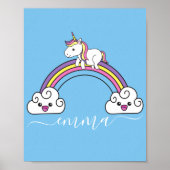 Cute Rainbow Unicorn Persoonlijke naam Poster (Voorkant)