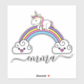 Cute Rainbow Unicorn Persoonlijke naam Sticker (Vel)
