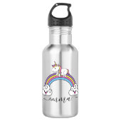 Cute Rainbow Unicorn Persoonlijke naam Waterfles (Voorkant)