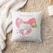 Cute Rainbow Unicorn Pink Bow Girly Personalized Kussen (Deken)