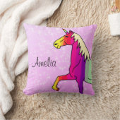 Cute Rainbow Unicorn Pink Glitter Girl Name Kussen (Deken)