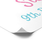 Cute Rainbow Unicorn Pool Birthday Welkom Poster (Hoek)