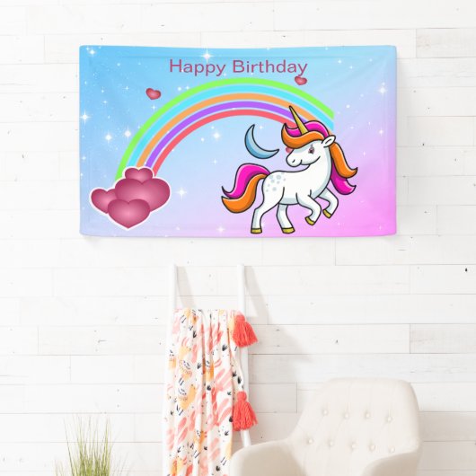 Cute Rainbow Unicorn, Rainbow, Birthday Spandoek (Insitu)
