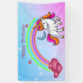 Cute Rainbow Unicorn, Rainbow, Birthday Spandoek (Verticaal)