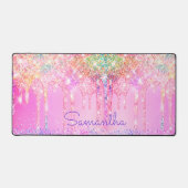 Cute Rainbow unicorn roze Glitter Drivers monogram Bureaumat (Voorkant)