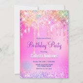 Cute Rainbow unicorn roze Glitter Drivers monogram Kaart (Voorkant)