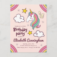 Cute Rainbow Unicorn Stars Birthday