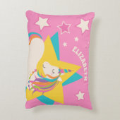 Cute Rainbow Unicorn Stars Girly Pink Accent Kussen (Achterkant (Verticaal))