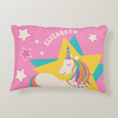 Cute Rainbow Unicorn Stars Girly Pink Accent Kussen (Achterkant)