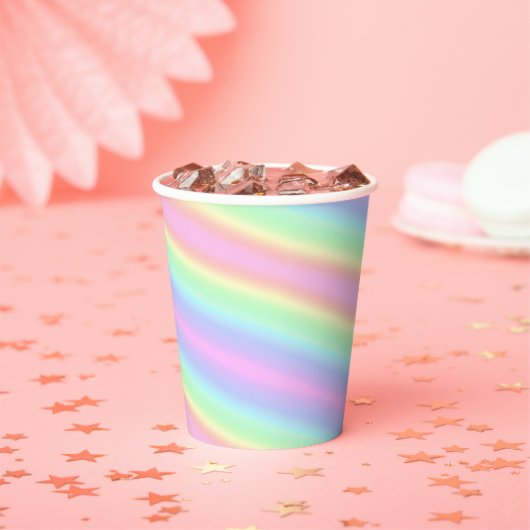 Cute Rainbow Unicorn Stripes Papieren Bekers (Insitu)