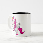Cute rainbow unicorn tweekleurige koffiemok (Voorkant links)